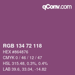 Color code: RGB 134 72 118 | qconv.com