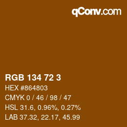 Color code: RGB 134 72 3 | qconv.com