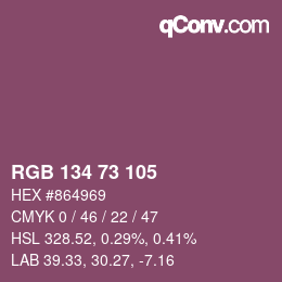 Color code: RGB 134 73 105 | qconv.com