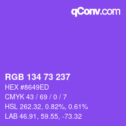 Color code: RGB 134 73 237 | qconv.com