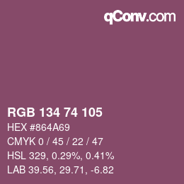 Color code: RGB 134 74 105 | qconv.com