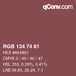 Color code: RGB 134 74 81 | qconv.com