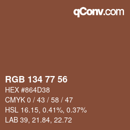 Farbcode: RGB 134 77 56 | qconv.com