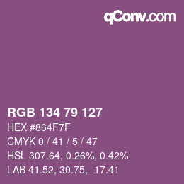 Color code: RGB 134 79 127 | qconv.com