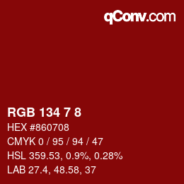 Color code: RGB 134 7 8 | qconv.com