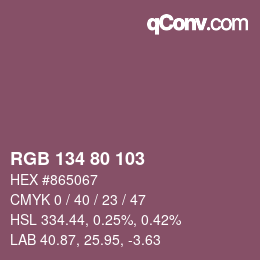 Color code: RGB 134 80 103 | qconv.com