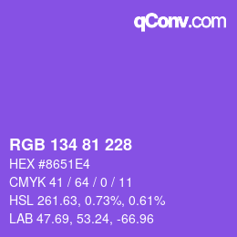 カラーコード: RGB 134 81 228 | qconv.com