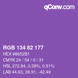 カラーコード: RGB 134 82 177 | qconv.com