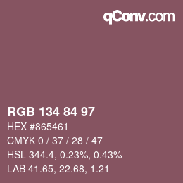 Color code: RGB 134 84 97 | qconv.com