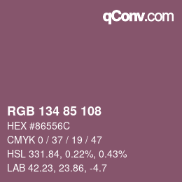 Color code: RGB 134 85 108 | qconv.com