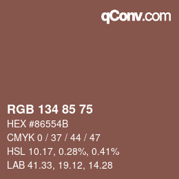 Color code: RGB 134 85 75 | qconv.com