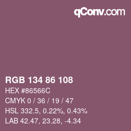 Color code: RGB 134 86 108 | qconv.com