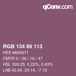 Farbcode: RGB 134 86 113 | qconv.com