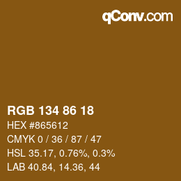 Color code: RGB 134 86 18 | qconv.com