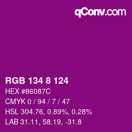 Color code: RGB 134 8 124 | qconv.com