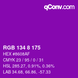 Color code: RGB 134 8 175 | qconv.com