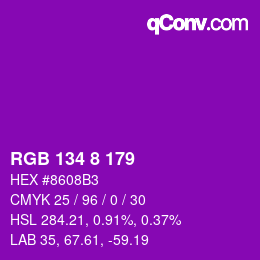 Color code: RGB 134 8 179 | qconv.com