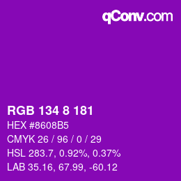Color code: RGB 134 8 181 | qconv.com