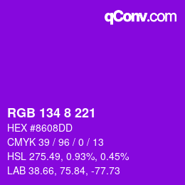 Color code: RGB 134 8 221 | qconv.com