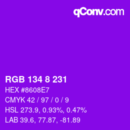 Color code: RGB 134 8 231 | qconv.com