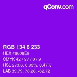 Color code: RGB 134 8 233 | qconv.com