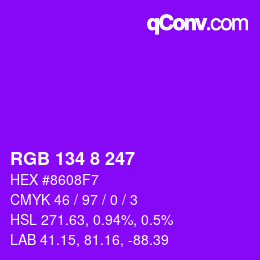 Color code: RGB 134 8 247 | qconv.com