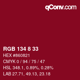 Color code: RGB 134 8 33 | qconv.com