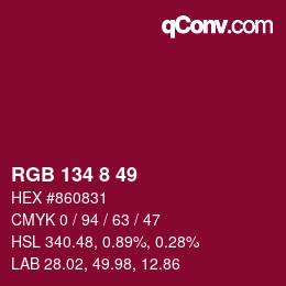 Color code: RGB 134 8 49 | qconv.com