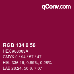 Color code: RGB 134 8 58 | qconv.com