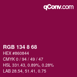 Color code: RGB 134 8 68 | qconv.com