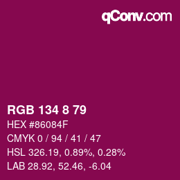 Color code: RGB 134 8 79 | qconv.com