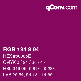 Color code: RGB 134 8 94 | qconv.com