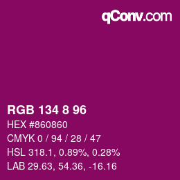 Color code: RGB 134 8 96 | qconv.com