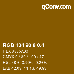 カラーコード: RGB 134 90.8 0.4 | qconv.com