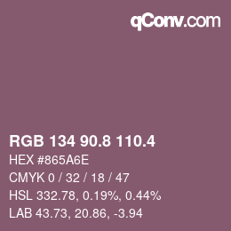 カラーコード: RGB 134 90.8 110.4 | qconv.com