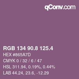 カラーコード: RGB 134 90.8 125.4 | qconv.com