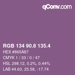 カラーコード: RGB 134 90.8 135.4 | qconv.com