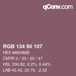 Color code: RGB 134 90 107 | qconv.com