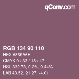 Color code: RGB 134 90 110 | qconv.com