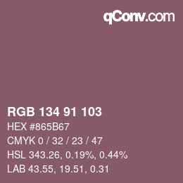 カラーコード: RGB 134 91 103 | qconv.com