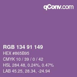Color code: RGB 134 91 149 | qconv.com