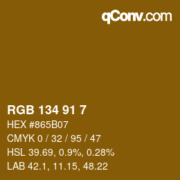 Color code: RGB 134 91 7 | qconv.com