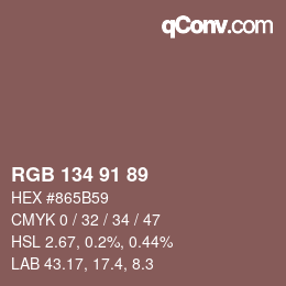 Color code: RGB 134 91 89 | qconv.com