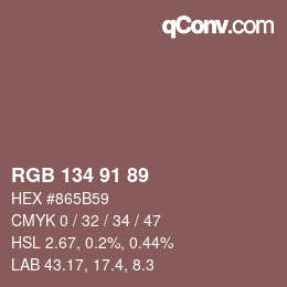 Color code: RGB 134 91 89 | qconv.com