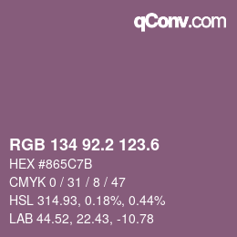 カラーコード: RGB 134 92.2 123.6 | qconv.com