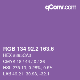カラーコード: RGB 134 92.2 163.6 | qconv.com