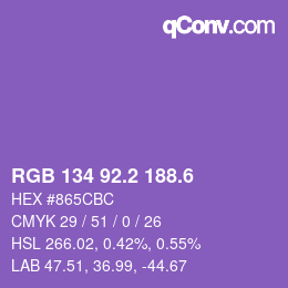 カラーコード: RGB 134 92.2 188.6 | qconv.com