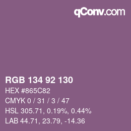 Color code: RGB 134 92 130 | qconv.com