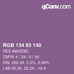 Color code: RGB 134 93 140 | qconv.com