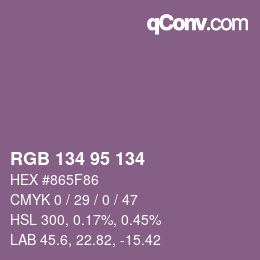 Código de color: RGB 134 95 134 | qconv.com